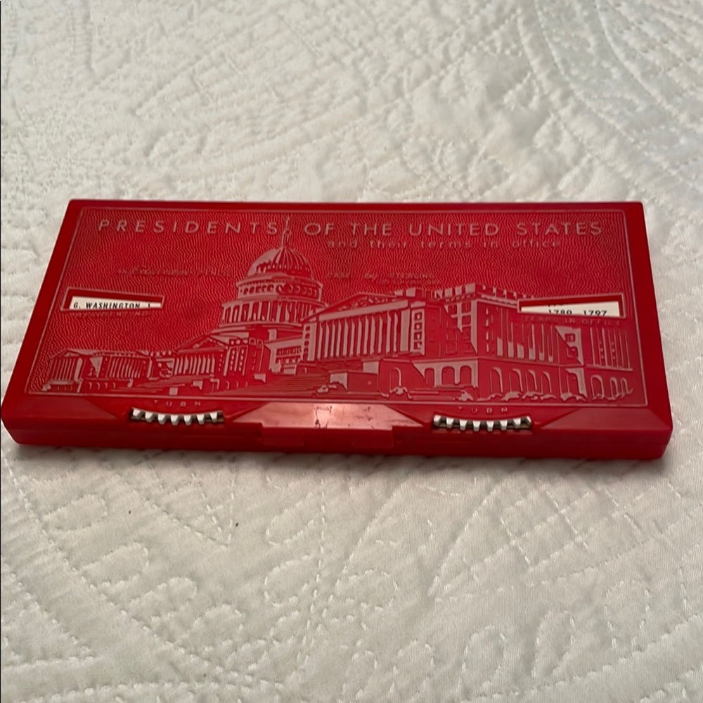 Vintage 1960 Presidents of US & Terms in Office Plastic Pencil Case Dial Knobs